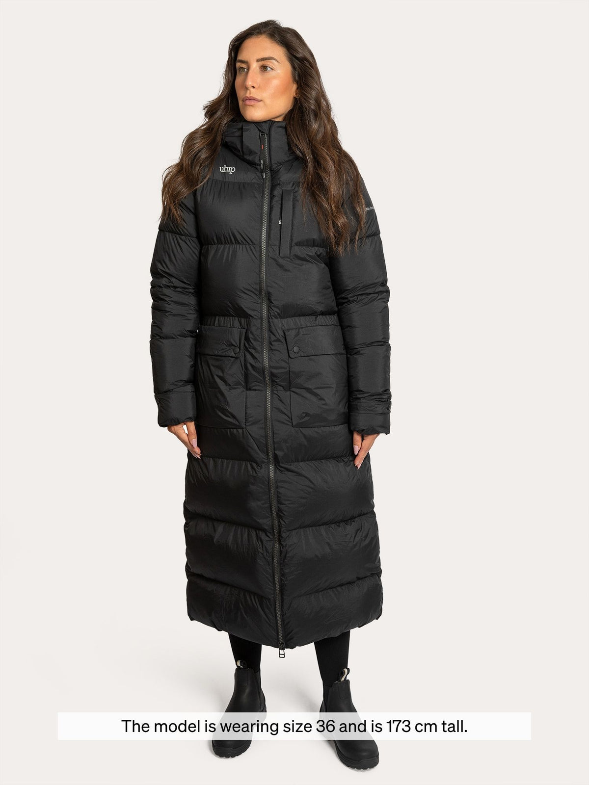 Uhip Arctic Extended Coat in Jet Black – product photograph 3 
