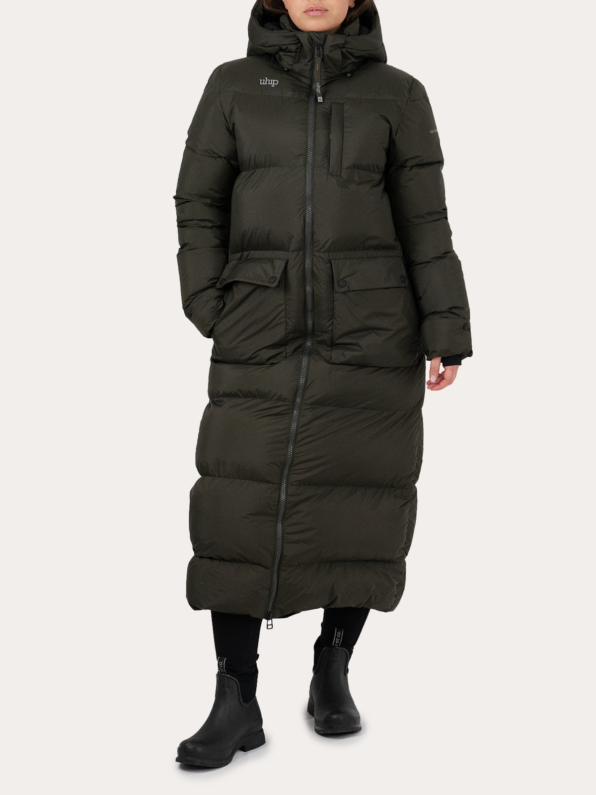Uhip Arctic Extended Coat in Dark Green – product photograph 1 #color_dark-green