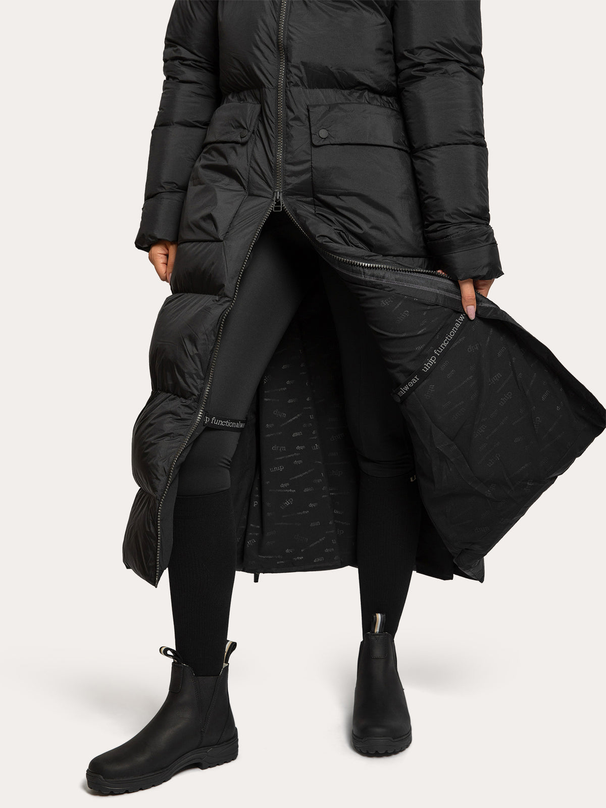 Uhip Arctic Extended Coat in Jet Black – product photograph 13 
