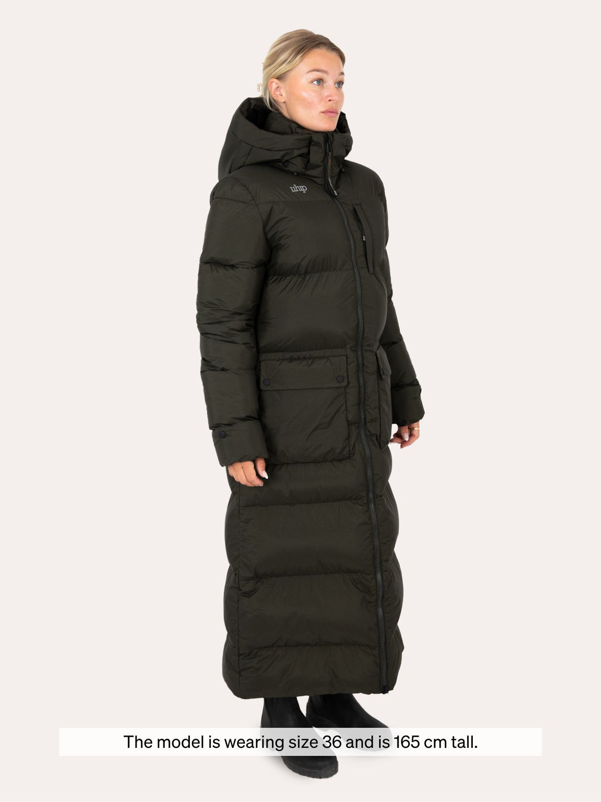 Uhip Arctic Extended Coat in Dark Green – product photograph 3 