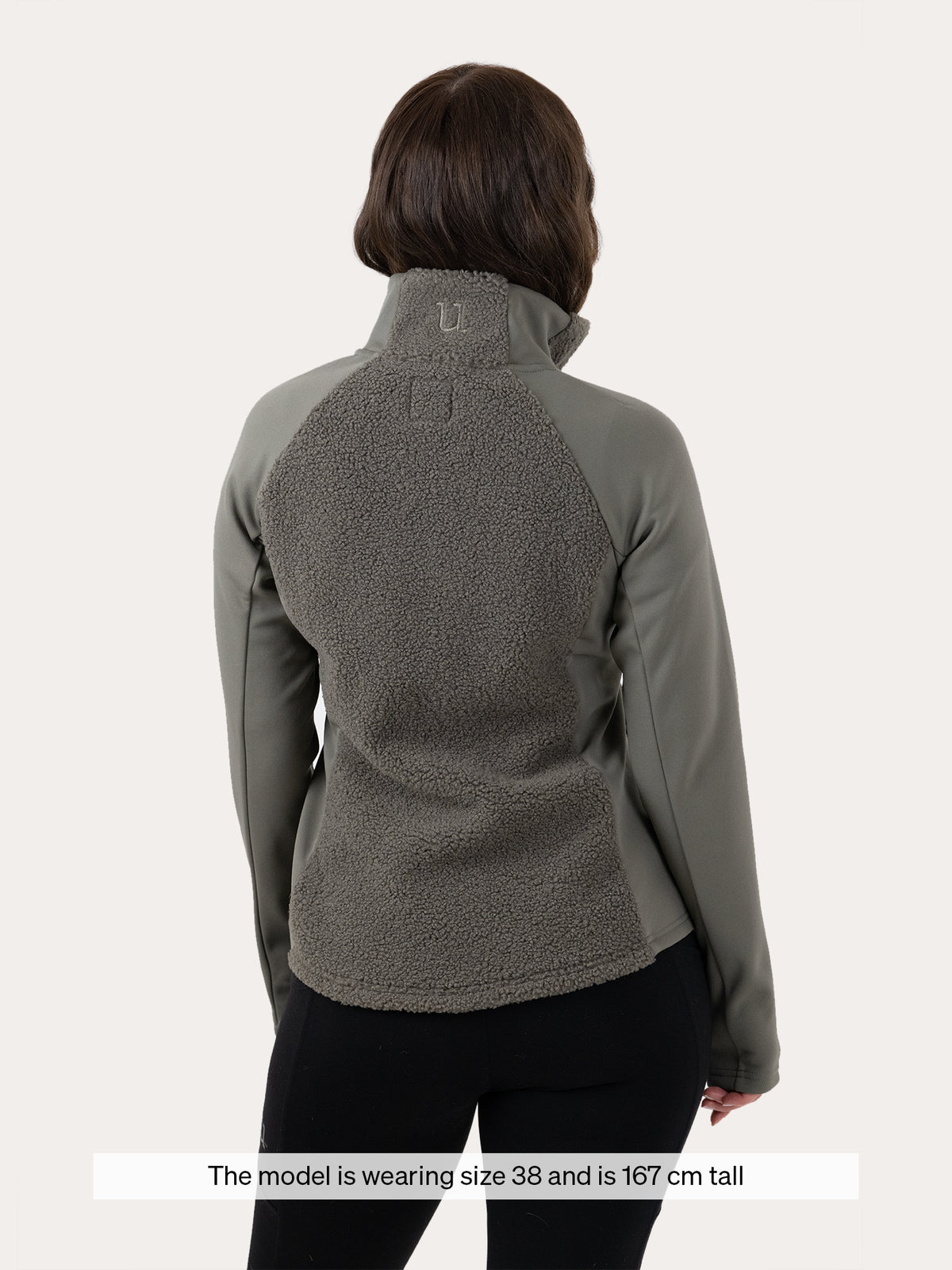 Uhip Cozy Pile Hybrid Jacket in Smokey Olive – photograph 3 