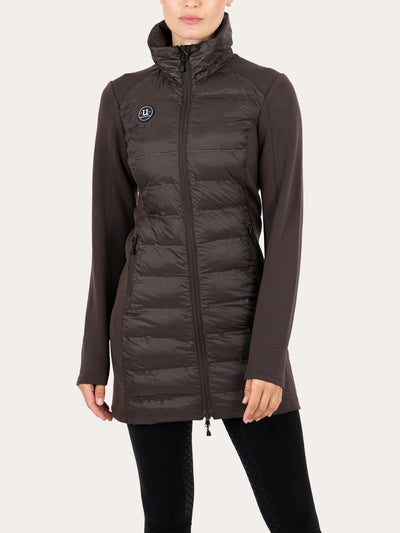 Uhip Everyday Hybrid Long Jacket in Ash Brown – front view 