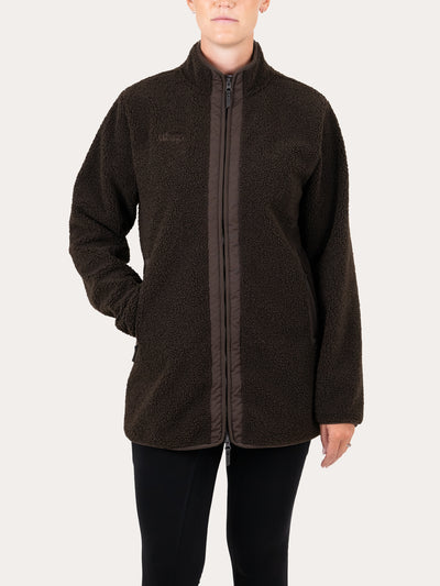 Uhip Windstopper Pile Long Jacket in Ash Brown – photograph 1 