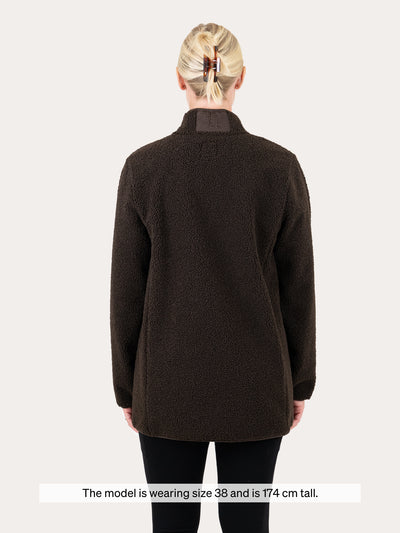 Uhip Windstopper Pile Long Jacket in Ash Brown – photograph 6 