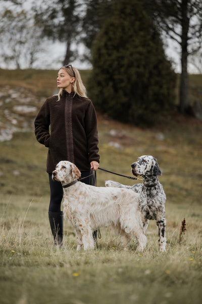 Uhip Windstopper Pile Long Jacket in Ash Brown – photograph 2 