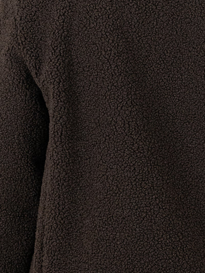 Uhip Windstopper Pile Long Jacket in Ash Brown – photograph 5 