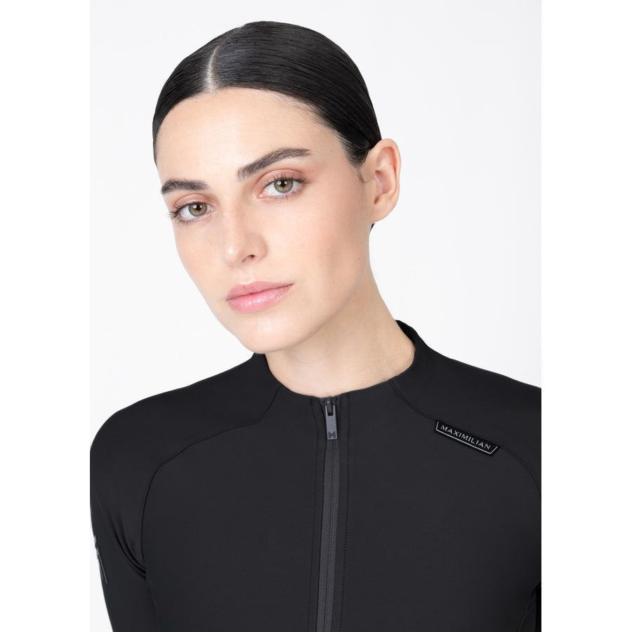 Side angle of women’s black Origin Base Layer styled for equestrian sport and active training.
